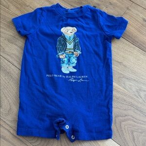 Ralph Lauren Navy Polo Bear Baby Romper